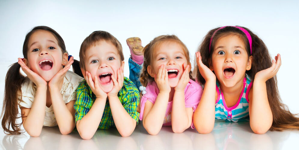 Child Theme WordPress laughing small kids on a white background 