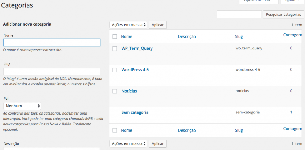 WP_Term_Query é a nova classe no WordPress 4.6 para filtrar termos de taxonomias