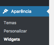 Acesso a interface de Widgets do WordPress no menu