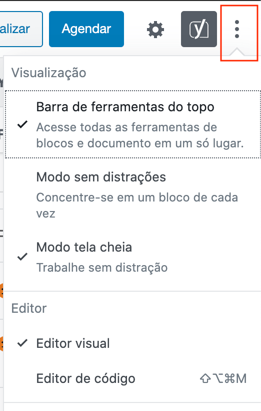 Os modos de visualização do Gutenberg