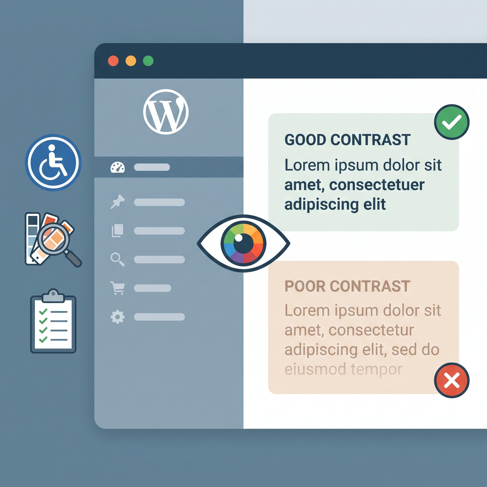 Editor de conteúdo com paleta de cores e campo de texto alternativo de imagem em destaque